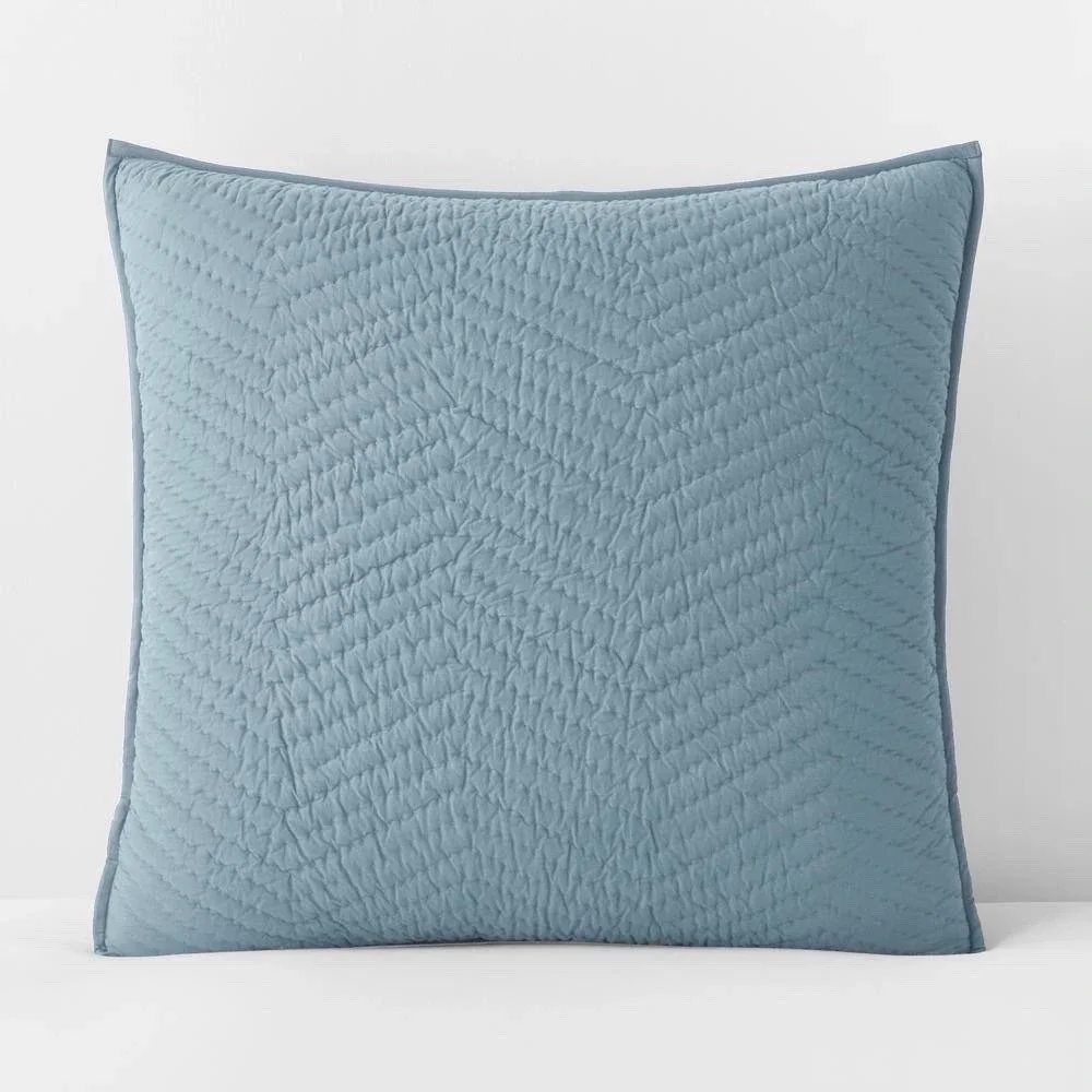 The Company Store Company Cotton Quilted Euro Sham Slate Blue N2R1E